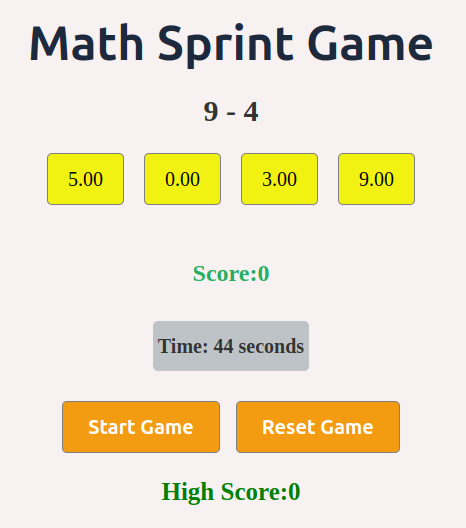 Math Sprint Game